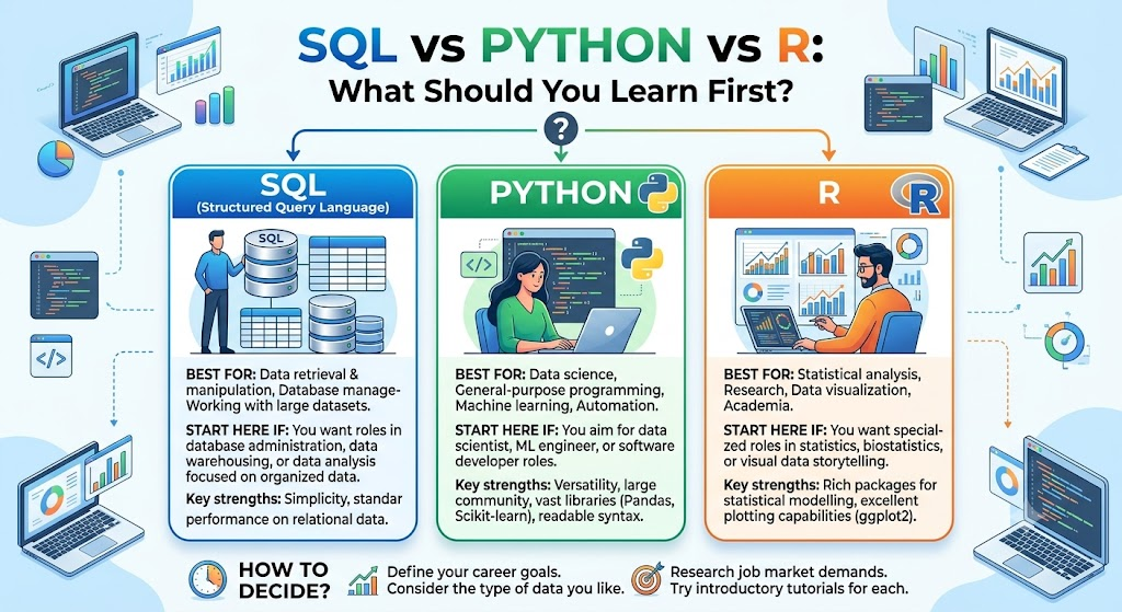 SQL vs Python vs R: What Should You Learn First? (2026 Guide)