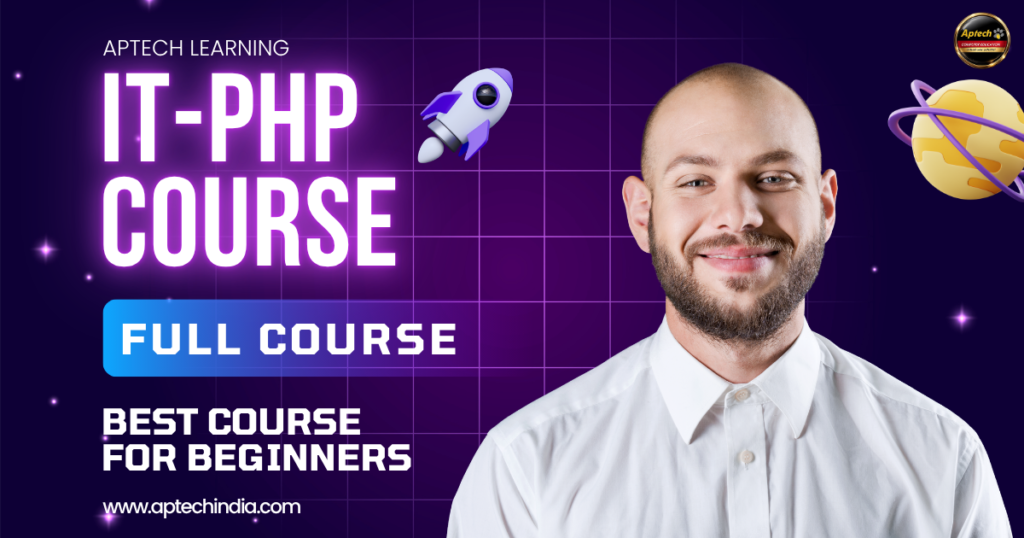 PHP course near me by Aptech Learning web development training for beginners and professionals.
